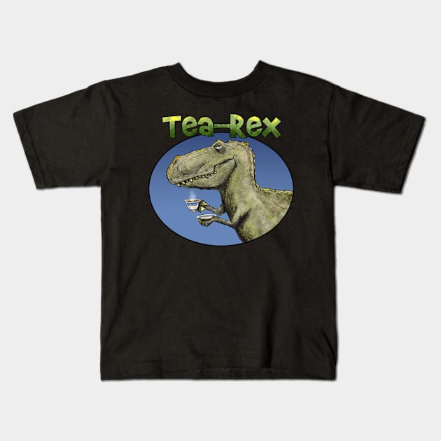 Tea Rex Kids T-Shirt by plane_yogurt